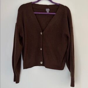 Auden Chocolate Brown Women's V Neck Cardigan